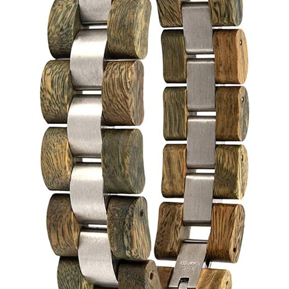 Mens GREEN Wood & Stainless Steel Combined Wooden bracelet *NEW* ARRIVES NEW